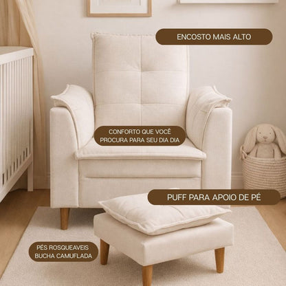 Poltrona BeLu Acolher | Amamentação Conforto com Puff